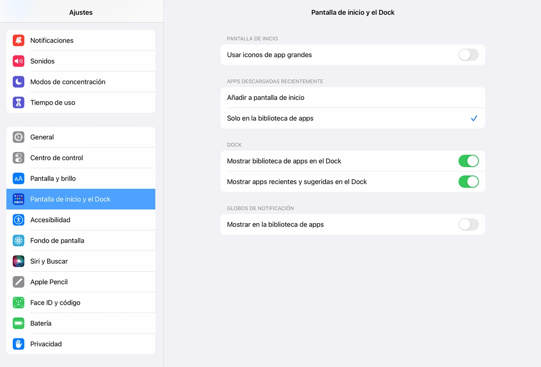 Biblioteca de apps en iPadOS para organizar aplicaciones