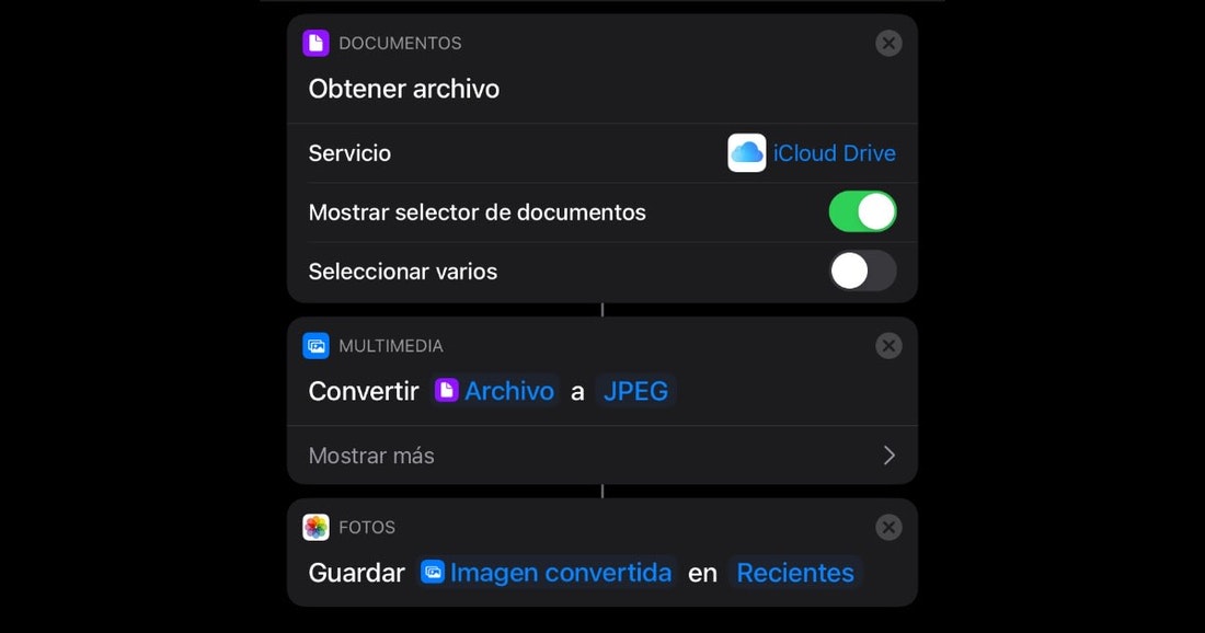 Atajo de iPadOS para convertir un PDF en JPEG en tres pasos