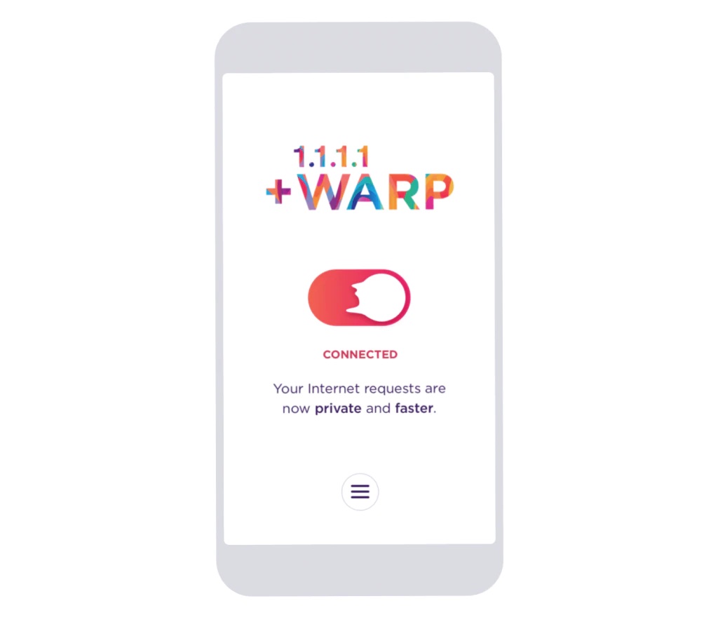Pantalla de la app Warp con un interruptor para activar la VPN