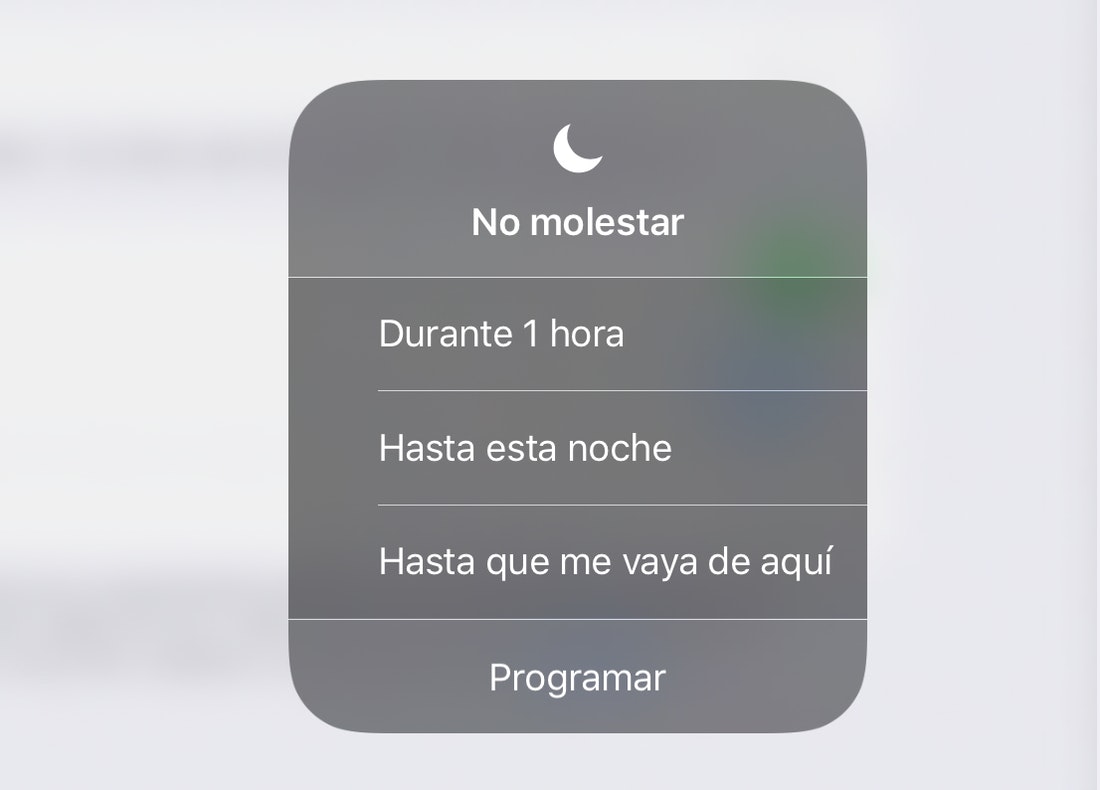 Opción No molestar en el Centro de Control de iOS