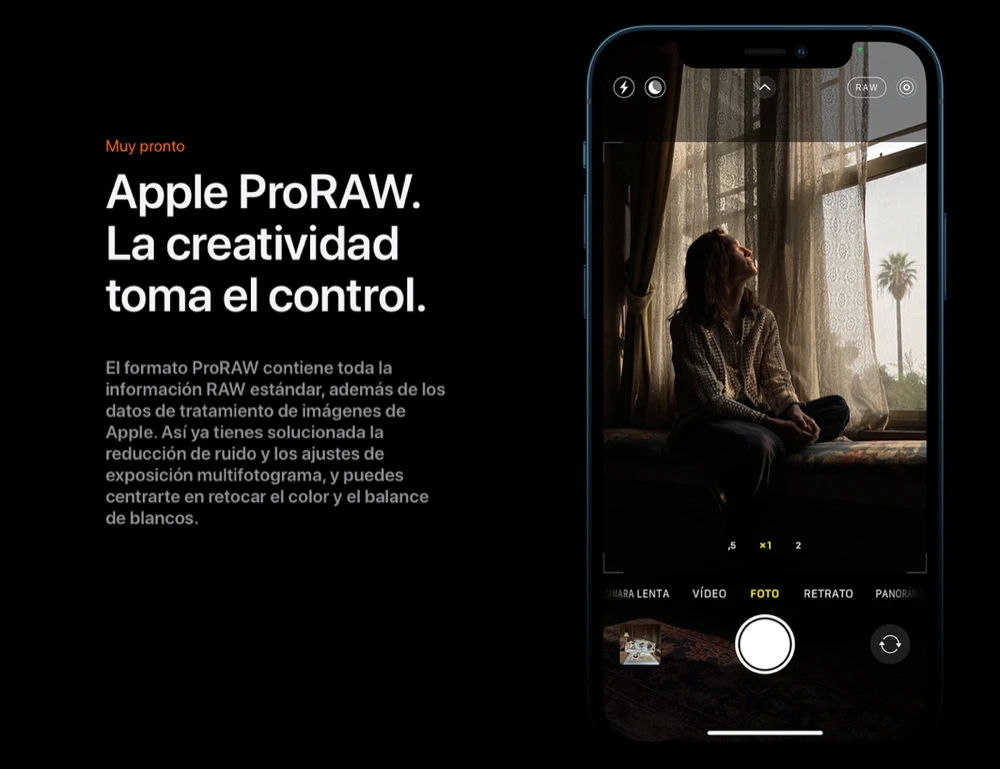 Ajuste de Apple ProRAW en iPhone 12 Pro