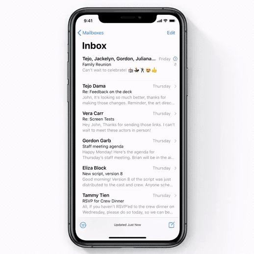 Selección múltiple de emails con dos dedos en Mail de iOS
