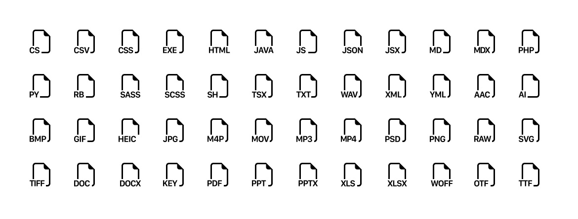 Iconos de archivos y extensiones en Bootstrap Icons