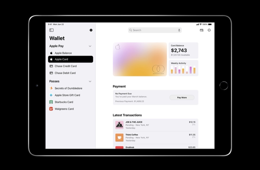 Wallet como app pendiente en iPadOS