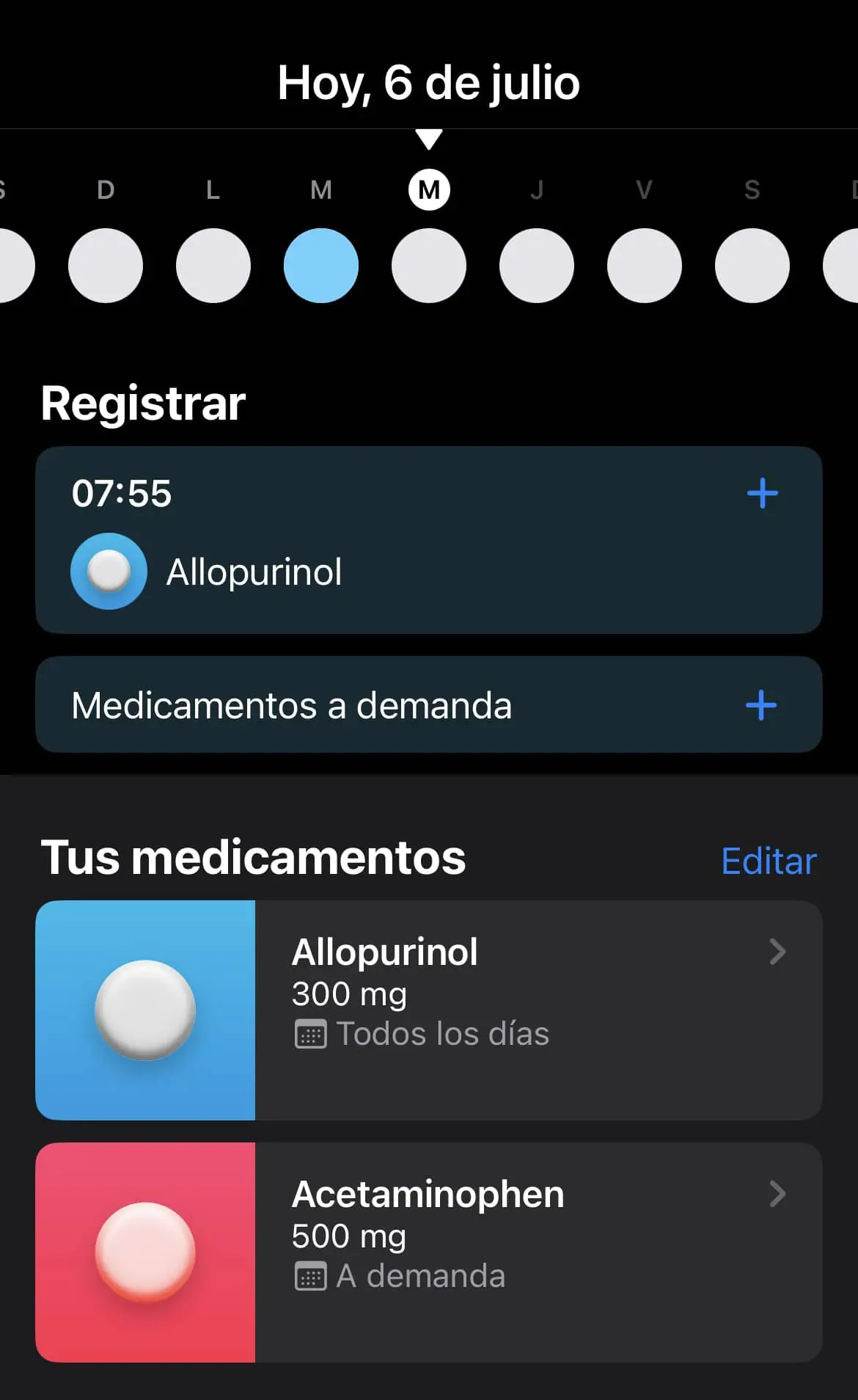 Añadir un medicamento en la app Salud de iOS 16