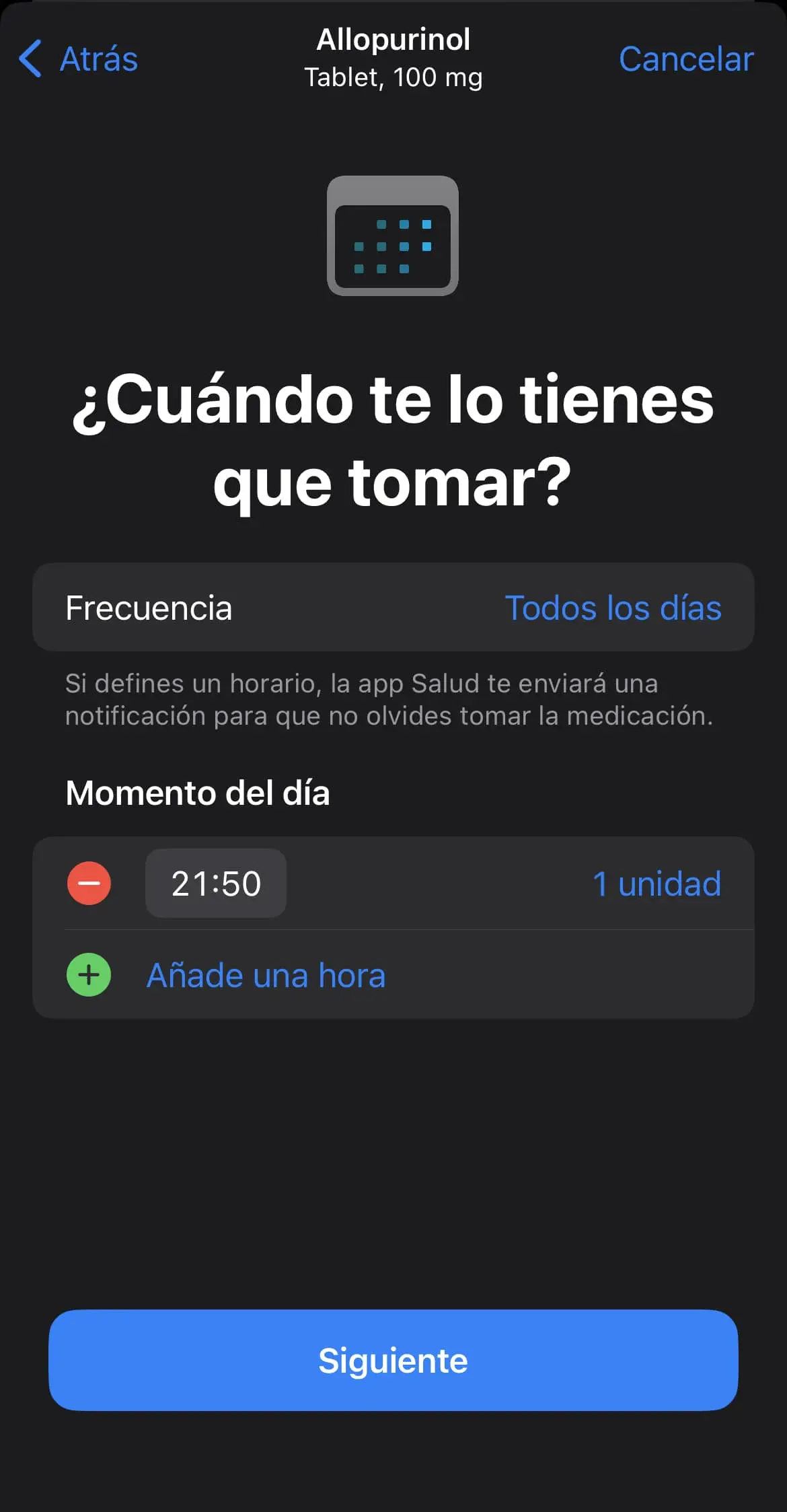 Configurar recordatorios de medicación en iOS 16