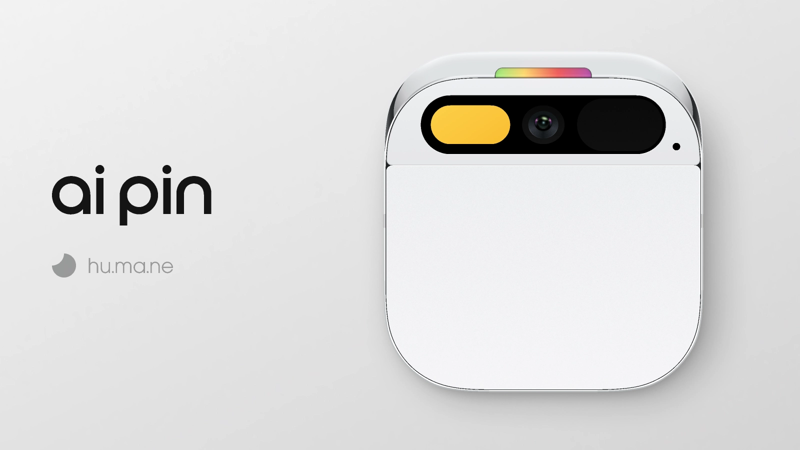 Humane AI Pin blanco con proyector y cámara